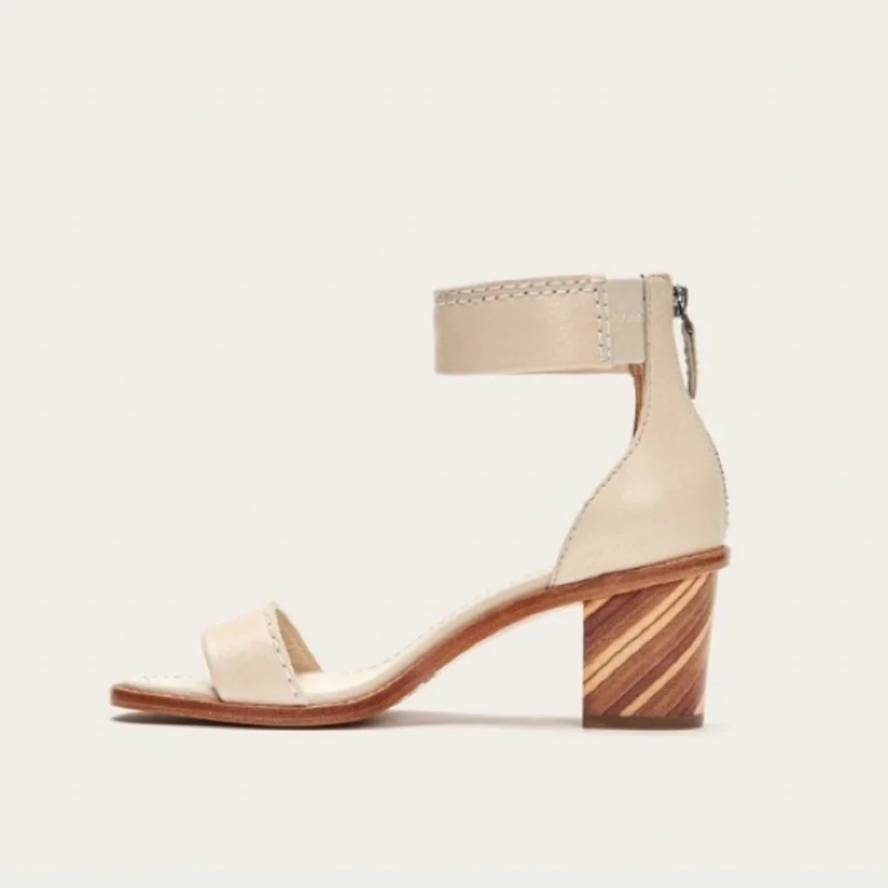 Frye Classic Cream Brielle Zip Block Ankle Heels - Picture 4 of 16